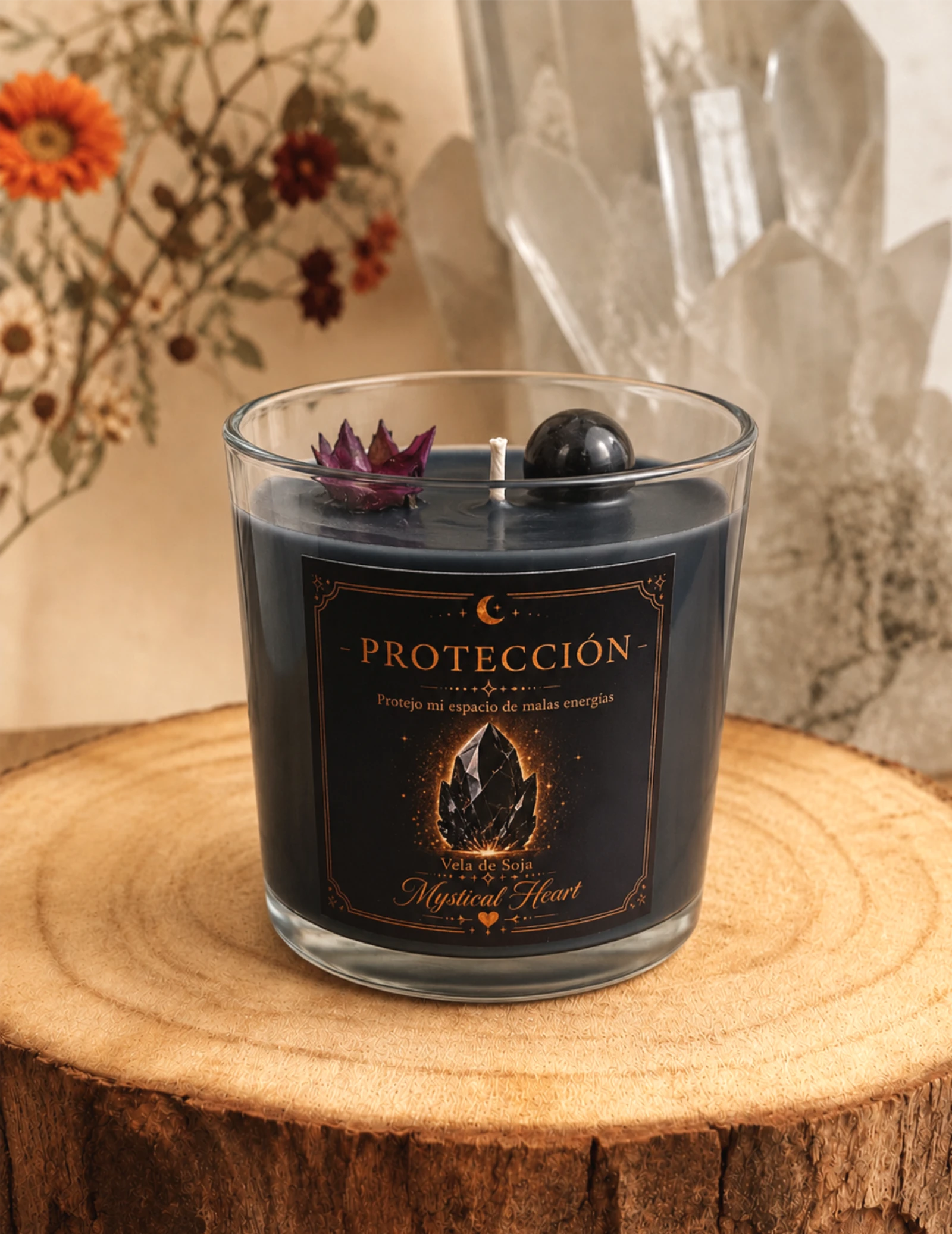 Vela Obsidiana Negra - Protección Energética 
